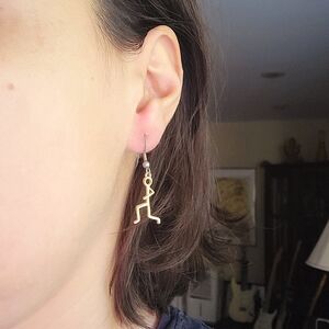 Vintage Dainty Gold Stick Men Drop Earrings